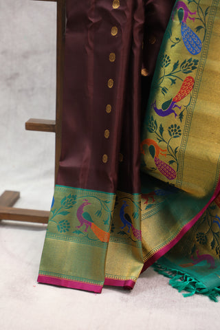 Dark Brown Gadwal Silk Saree - SRBGSS347