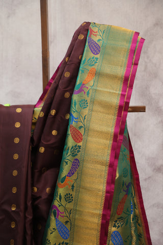 Dark Brown Gadwal Silk Saree - SRBGSS347