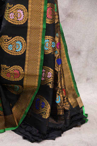 Black Gadwal Silk Saree - SRBGSS346