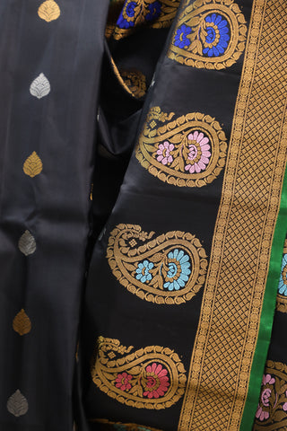 Black Gadwal Silk Saree - SRBGSS346