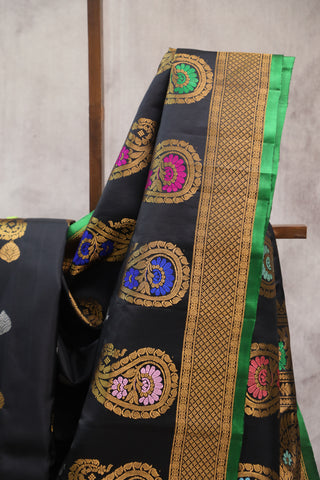 Black Gadwal Silk Saree - SRBGSS346