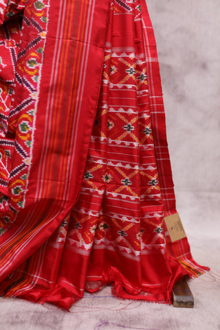 Red Pochampalli Silk Ikat Saree-SRRPSIS58