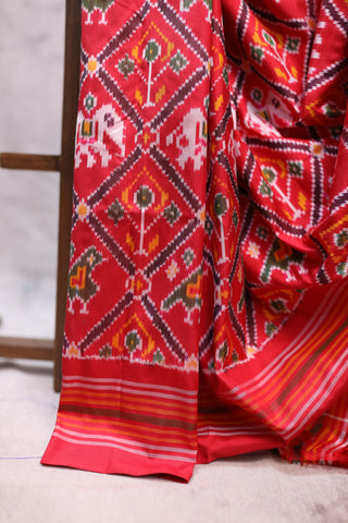 Red Pochampalli Silk Ikat Saree-SRRPSIS58