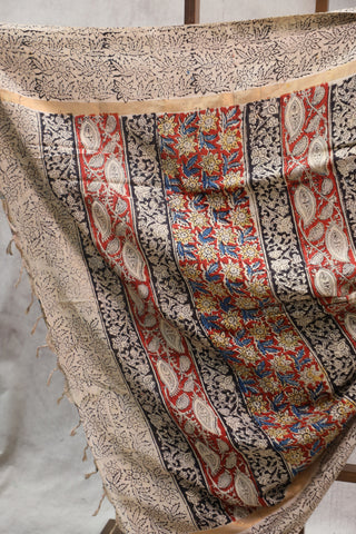 Red Kalamkari Chinnori Silk Saree-SRRKCSS36