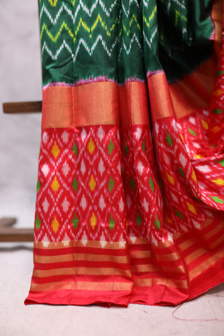 Dark Green Pochampalli Silk Ikat Saree-SRDGPSIS64