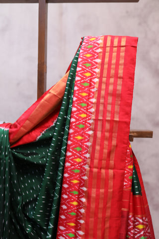 Dark Green Pochampalli Silk Ikat Saree-SRDGPSIS64