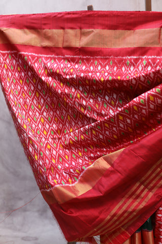 Dark Green Pochampalli Silk Ikat Saree-SRDGPSIS64