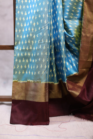 Sky Blue Pochampalli Silk Ikat Saree-SRSBPSIS66