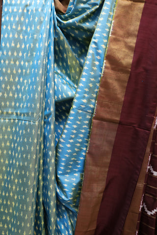 Sky Blue Pochampalli Silk Ikat Saree-SRSBPSIS66