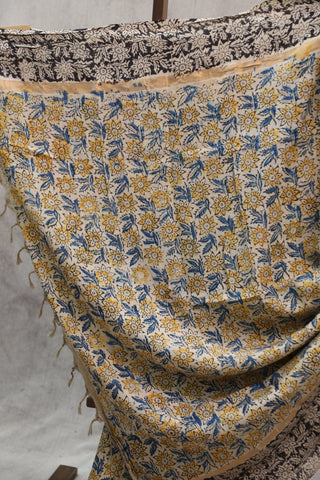 Beige Chanderi Silk Kalamkari Saree-SRBCSKS97