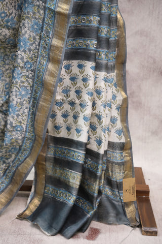 Blue HBP Cotton Silk Saree With Maheshwari Border - SRBCSS703