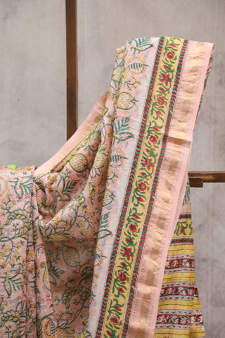 Peach HBP Cotton Silk Saree With Maheshwari Border - SRPCSS709