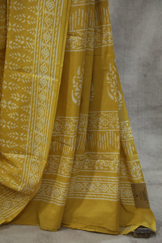 Yellow HBP Cotton Saree - SRYCS1578