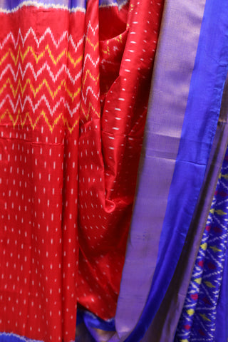 Red Pochampalli Silk Ikat Saree-SRRPSIS60