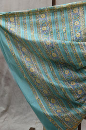 Turquoise HBP Cotton Silk Saree With Maheshwari Border - SRTCSS706