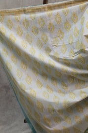 Turquoise HBP Cotton Silk Saree With Maheshwari Border - SRTCSS706