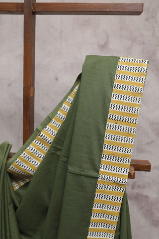 Green HBP Cotton Saree With HBP Border -SRGCS1158