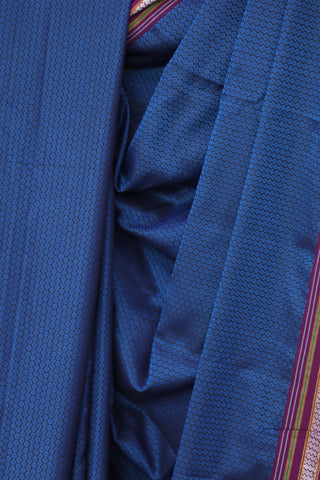 Navy Blue Plain Khun Saree With Magenta Border-SRNBPKS229