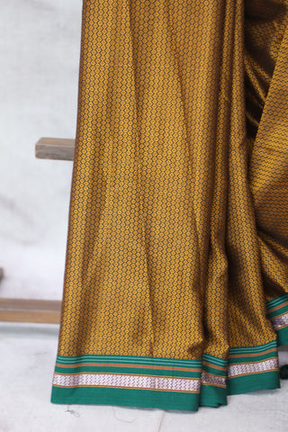 Mustard Yellow Plain Khun Saree With Border-SRBPKS238