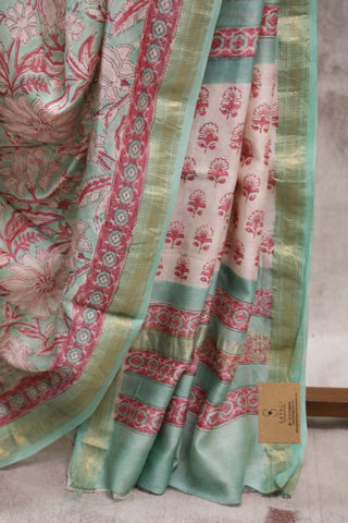 Green HBP Cotton Silk Saree With Maheshwari Border - SRGCSS707