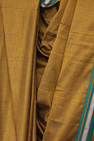 Mustard Yellow Plain Khun Saree With Border-SRBPKS238