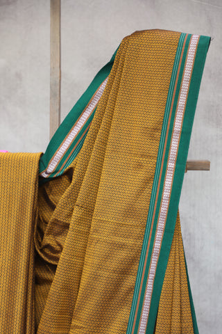 Mustard Yellow Plain Khun Saree With Border-SRBPKS238