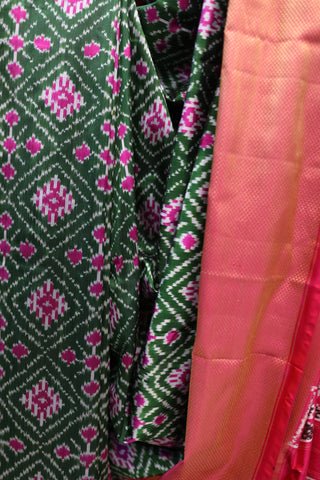 Light Green Pochampalli Silk Ikat Saree-SRLGPSIS82