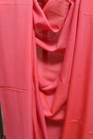 Two Tone Peach Mulmul Cotton Saree-SRTTPMCS97