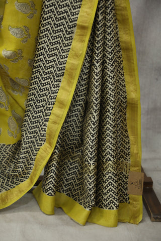 Yellow HBP Cotton Silk Chanderi Saree - SRYSCS726