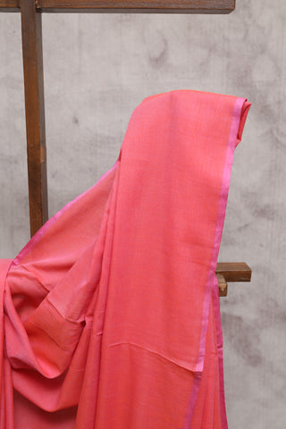 Two Tone Peach Mulmul Cotton Saree-SRTTPMCS97