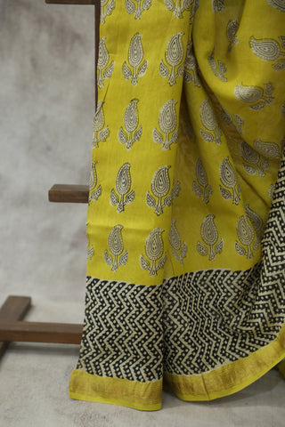 Yellow HBP Cotton Silk Chanderi Saree - SRYSCS726