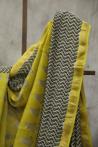 Yellow HBP Cotton Silk Chanderi Saree - SRYSCS726