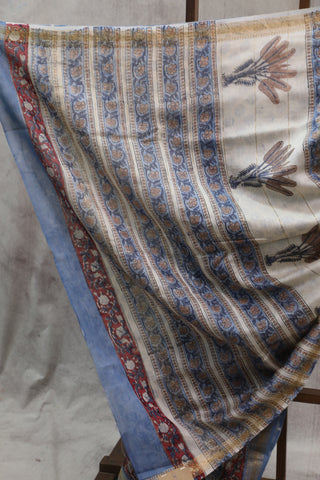 Blue HBP Cotton Silk Saree With Maheshwari Border - SRBCSS698