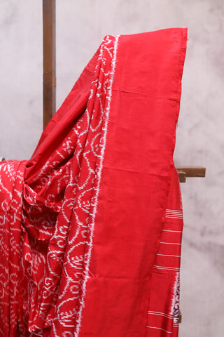 Red Pochampalli Silk Ikat Saree-SRRPSIS80