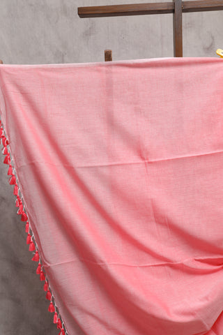 Pastel Peach Mulmul Cotton Saree-SRPPMCS98