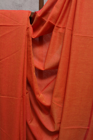 Orange Mulmul Cotton Saree-SROMCS103