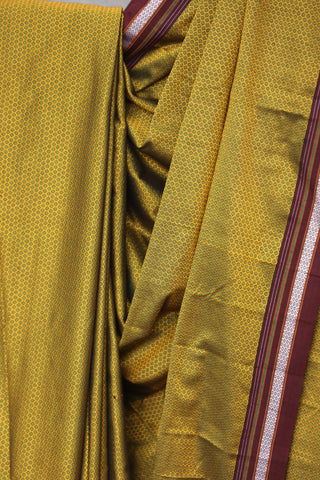 Mustard Yellow Khun Saree With Magenta Border - SRMYKS222