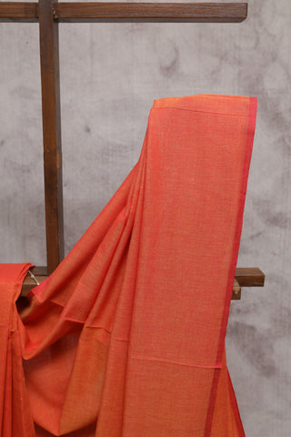 Orange Mulmul Cotton Saree-SROMCS103