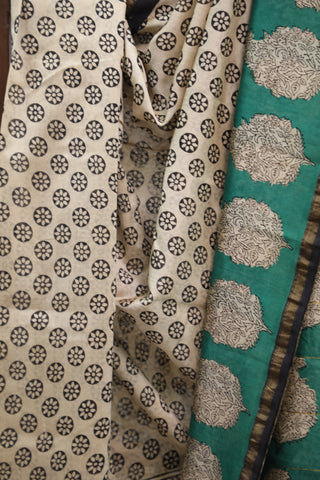 Beige HBP Cotton Silk Saree With Chanderi Border - SRBCSS720