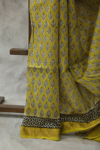 Yellow HBP Cotton Silk Chanderi Saree - SRYSCS651EX