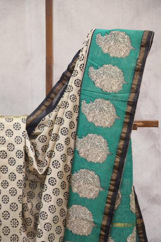 Beige HBP Cotton Silk Saree With Chanderi Border - SRBCSS720