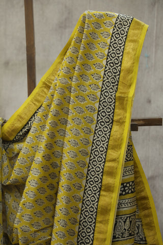 Yellow HBP Cotton Silk Chanderi Saree - SRYSCS651EX