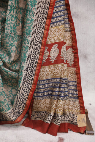 Green HBP Cotton Silk Saree With Chanderi Border - SRGCSS718