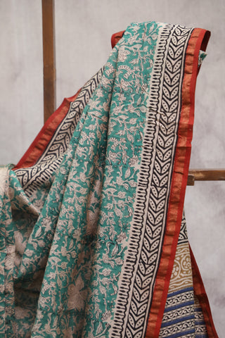 Green HBP Cotton Silk Saree With Chanderi Border - SRGCSS718