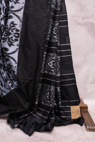 Teal Grey Pochampalli Silk Ikat Saree-SRTGPSIS81