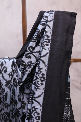 Teal Grey Pochampalli Silk Ikat Saree-SRTGPSIS81