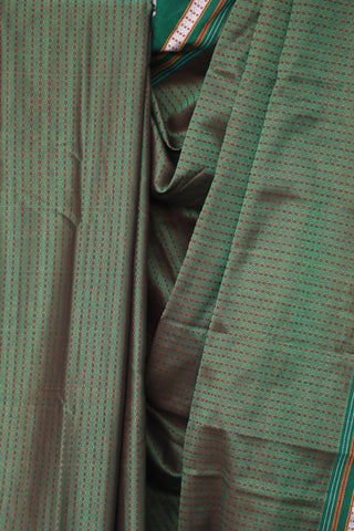 Green Plain Khun Saree With Green Border - SRGPKS223