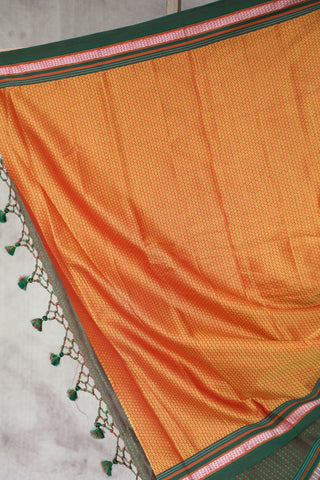 Green Plain Khun Saree With Green Border - SRGPKS223