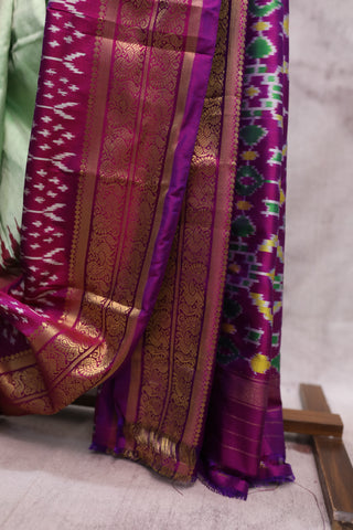 Pista Pochampalli Silk Ikat Saree-SRPPSIS95