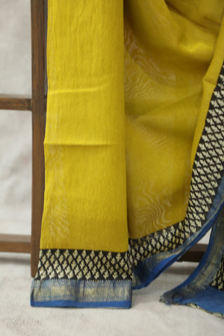 Yellow HBP Cotton Silk Saree With Maheshwari Border - SRYCSS754